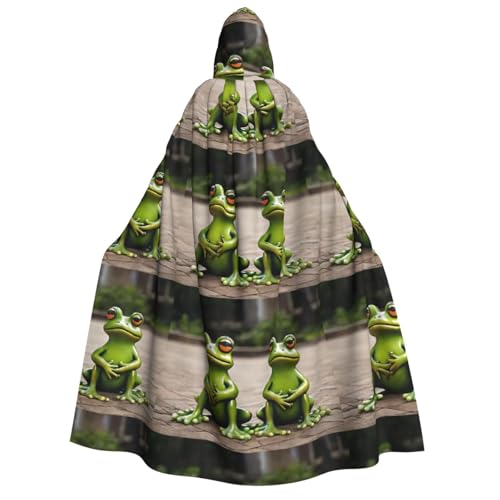 YBAOFU Halloween Zauberer Hexe Kapuzenmantel Umhang Weihnachten Hoodies Umhang Cosplay für Mode Männer Frauen Urlaub Gastgeschenke Partyzubehör Kleider Kleidung Kostüm – Lustige grüne Frösche, Schwarz von YBAOFU