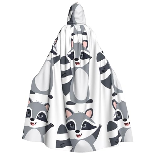 YBAOFU Halloween Zauberer Hexe Kapuzenmantel Umhang Weihnachten Hoodies Umhang Cosplay für Mode Männer Frauen Urlaub Gastgeschenke Partyzubehör Kleider Kleidung Kostüm – Niedlicher Catoon Waschbär von YBAOFU