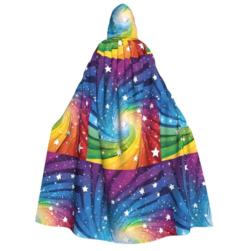 YBAOFU Halloween Zauberer Hexe Kapuzenmantel Umhang Weihnachten Hoodies Umhang Cosplay für Mode Männer Frauen Urlaub Gastgeschenke Partyzubehör Kleider Kleidung Kostüm – Regenbogen-Hintergrund von YBAOFU