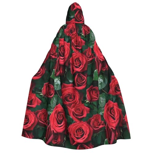 YBAOFU Halloween Zauberer Hexe Kapuzenmantel Umhang Weihnachten Hoodies Umhang Cosplay für Mode Männer Frauen Urlaub Gastgeschenke Partyzubehör Kleider Kleidung Kostüm – Rote Rose von YBAOFU