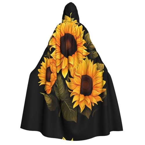 YBAOFU Halloween Zauberer Hexe Kapuzenmantel Umhang Weihnachten Hoodies Umhang Cosplay für Mode Männer Frauen Urlaub Gastgeschenke Partyzubehör Kleider Kleidung Kostüm – Sonnenblume schwarzer von YBAOFU