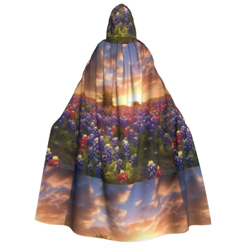 YBAOFU Halloween Zauberer Hexe Kapuzenmantel Umhang Weihnachten Hoodies Umhang Cosplay für Mode Männer Frauen Urlaub Gastgeschenke Partyzubehör Kleider Kleidung Kostüm – Texas Bluebonnets Landschaft von YBAOFU