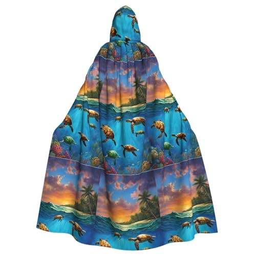 YBAOFU Halloween Zauberer Hexe Mit Kapuze Robe Kleid, Weihnachten Hoodies Cape Cosplay für Erwachsene Männer Frauen Urlaub Bevorzugungen Party Lieferungen Kleider Kleidung Kostüm - Meeresschildkröten von YBAOFU