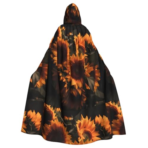 YBAOFU Halloween Zauberer Hexe Mit Kapuze Robe Kleid, Weihnachten Hoodies Cape Cosplay für Erwachsene Männer Frauen Urlaub Bevorzugungen Party Lieferungen Kleider Kleidung Kostüm - Sonnenblumenmuster von YBAOFU