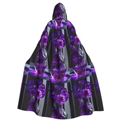 YBAOFU Halloween Zauberer Hexe Mit Kapuze Robe Kleid, Weihnachten Hoodies Cape Cosplay für Erwachsene Männer Frauen Urlaub Bevorzugungen Party Lieferungen Kleider Kleidung Kostüm - Lila Blume von YBAOFU