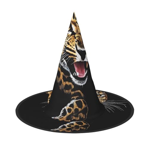 YBAOFU Hexenhut Damen spire spitze faltbare Kappe für Halloween Party Dekoration - 1 Stück - süßer Leopard von YBAOFU