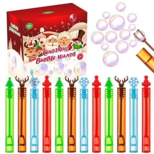 60 Stück Weihnachtsblasenstäbe, Mini-Bubble-Spielzeug für Weihnachtsgeschenke, Neuheits-Zubehör, Weihnachtsspielzeug für Mädchen, Jungen, Kinder, Klassenzimmer, Belohnungen, Sockenfüller, Geschenke von YBSOP