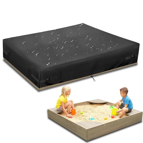 YBYHFAA Square sandkasten Abdeckung, Sandkasten-Schutz, 100% wasserdicht 600D Oxford abdeckplane sandkasten, Schwerlast Reißfest sandkasten Abdeckung, UV-Beständiges, Schwarz (120x120x20cm) von YBYHFAA