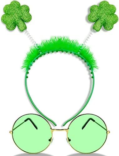 YCGDPH St Patrick's Day Costume Accessories Shamrock Boppers Stirnband und grüne Sonnenbrille for Festival Gifts Irish Party Favor Decoration von YCGDPH