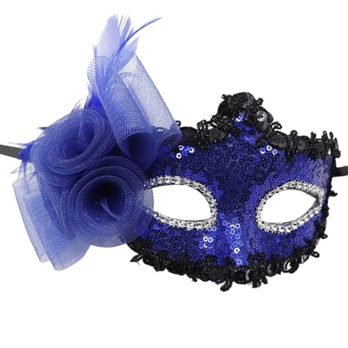 YCHUCH Pailletten Maskerade Maske Gefiederte Maske Halloween Party Augenmaske Für Frauen Hochzeitsfeier Maskerade Dekoration Maske von YCHUCH