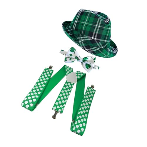 YCHUCH Patricks Day Bowtie Bart Halskette Brille Armärmel Gestreifte Strümpfe Irish Festival Kostümzubehör von YCHUCH