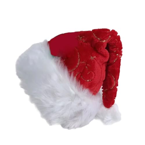 YCHUCH Weihnachtshut Unisex Santa Hat Mit Pailletten Und Pelziger Weißer Trim Für Cosplay Aktivitäten Und Urlaubsmode von YCHUCH