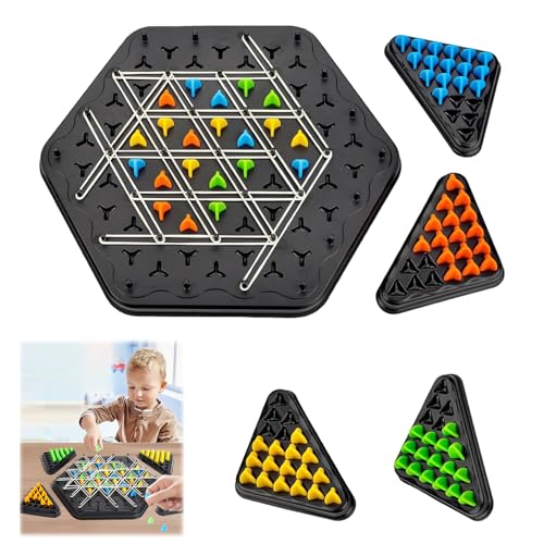 YCHYAN Triggle Gummiband Spiel, Kinderpuzzle Triggle Spiel, Interaktives Triggle Brettspiel, Triggle Kettendreieck Schachspiel, Triangle Chess Spiel, Geeignet für Eltern Kind Interaktion, Schulklassen von YCHYAN