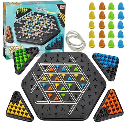 YCHYAN Triggle Gummiband Spiel, Kinderpuzzle Triggle Spiel, Interaktives Triggle Brettspiel, Triggle Kettendreieck Schachspiel, Triangle Chess Spiel, Geeignet für Eltern Kind Interaktion, Schulklassen von YCHYAN