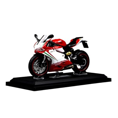 Motorrad in Limitierter Auflage 1:12 Für Ducati 1199 Legierung Motorrad Modell V4S Lokomotive Spielzeug Sammlung Ornamente Hobby Souvenir(Red White) von YCNXEB