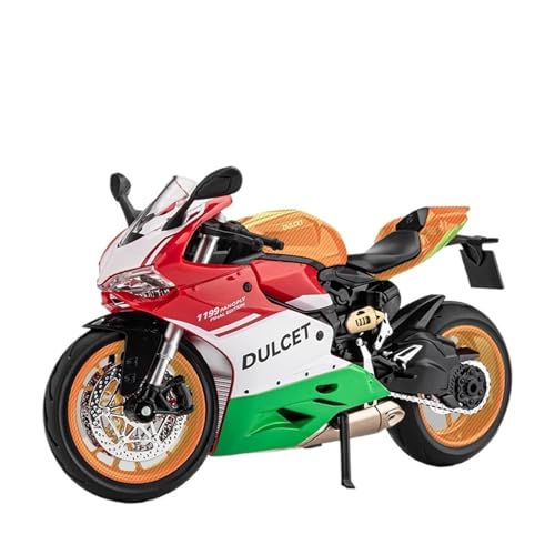 YCNXEB Motorrad in Limitierter Auflage 1:12 Für Ducati 1199 Legierung Motorrad Modell Sound & Licht Lokomotive Modell Spielzeug Erwachsene Hobby Hobby Souvenir(White-Green) von YCNXEB