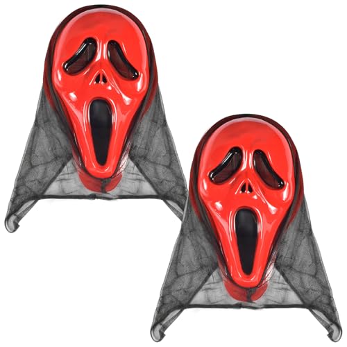 YCSYHQQX 2 PCS Scream Mask,Horrormaske,Serie von Halloween Horror Masken,Scream Skull Ghost Mask für Kinder und Erwachsene, Cosplay Kostüm von YCSYHQQX