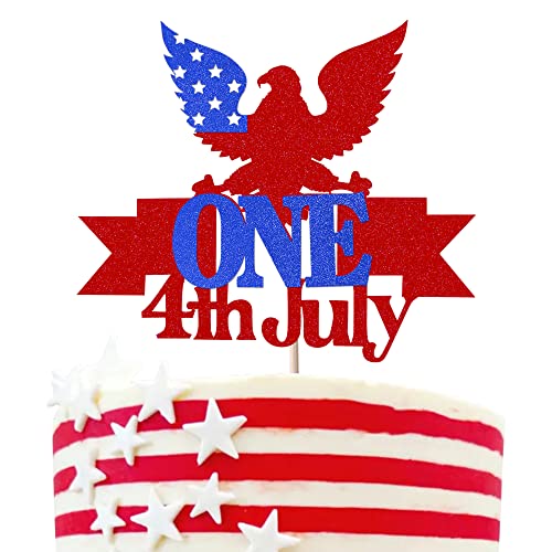 1 Pack Happy Independence Day Cake Topper Happy 4th of Juli Cupcake Pick God Bless National Flag Patriotische One First Birthday Cake Decoration American Independence Day 1st Birthday Theme Party Cake Decorations Supplies von YCTHUNFISH