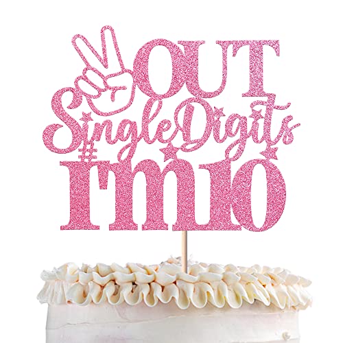 1 Pack Out Single Digits I'm 10 Cake Topper Glitter Double Digits 10 Cupcake Pick Cheers to 10 Years Old Ten Fabulous Cake Decorations for 10th Birthday Theme Party Supplies Pink von YCTHUNFISH