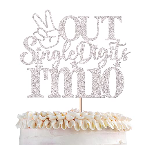 1 Pack Out Single Digits I'm 10 Cake Topper Glitter Double Digits 10 Cupcake Pick Cheers to 10 Years Old Ten Fabulous Cake Decorations for 10th Birthday Theme Party Supplies Silber von YCTHUNFISH