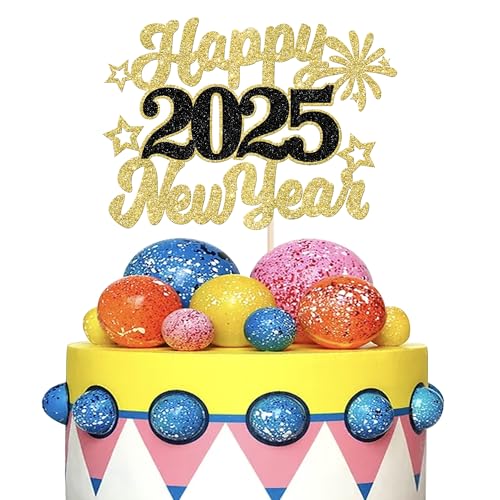 1 Packung Happy New Year 2023 Cake Topper Glitzer Feuerwerk Cheers to 2023 New Year Cake Pick Hello 2023 Cake Decorations for Welcome 2023 Happy New Year Eve Party Supplies Black von YCTHUNFISH