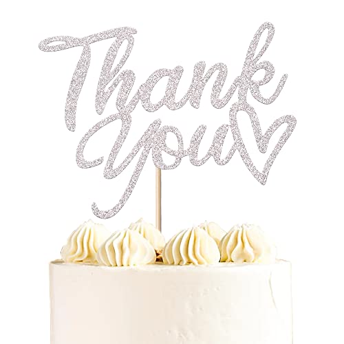 1 Packung Thank You Cake Toppers Glitter Thank You Cake Picks Thanksgiving Day Cupcake Dekorationen Hochzeit Jahrestag Geburtstag Party Cupcake Dekorationen Silber von YCTHUNFISH