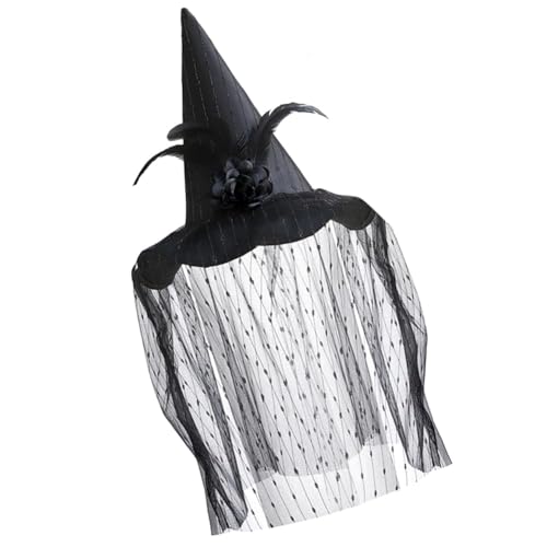 YCVBCY Hexenhut,Hexenhut Halloween,Schwarz hexenhüte Kostüm Zubehör, Schwarzes Hexenkostüm Zubehör für Halloween Cosplay,Halloween-Themenpartys für Erwachsene,Kinder von YCVBCY