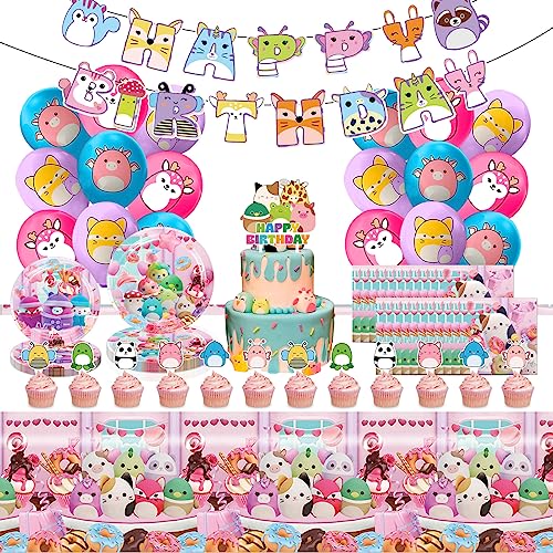 73 Stück Geburtstag Deko, Kinder Geburtstagdeko,Mädche Birthday Decorations Set mit Teller,Banner,Servietten,Luftballons,Cake Topper von YCWSSB