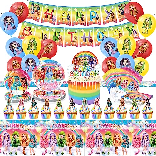 73 Stück Geburtstagsdeko, Kinder Geburtstag Deko,Mädchen Birthday Decorations Set mit Teller,Banner,Servietten,Luftballons,Cake Topper von YCWSSB