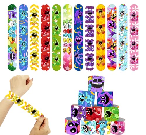 YCZLGEZ 24Pcs Smiling Tiere Schnapparmband Kinder , Kinder Slap Armband, Smiling Tiere Bracelets Slap für Kinder Jungen Mädchen Bunte Mitgebsel Kindergeburtstag von YCZLGEZ