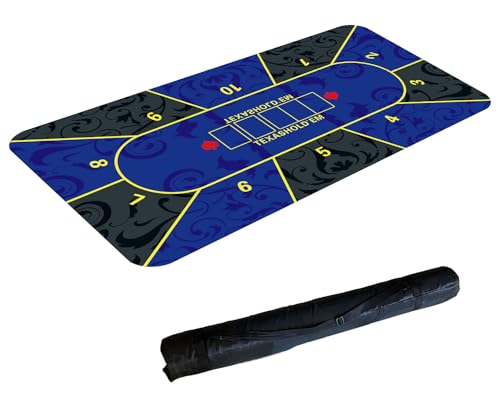 Poker Matte Filz Layout Pad Maus, Faltbare Pokertischplatte for 10 Spieler mit Aufbewahrungstasche, Texas Hold'em Pokermatte for Blackjack, Pokerspiele(1.8 x 0.9 M) von YDHSIKK