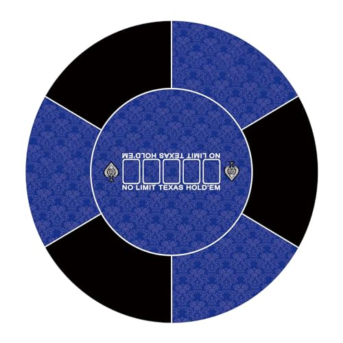 YDHSIKK Poker Matte Filz Layout Pad Maus, Professionelle runde Pokermatte for Texas Holdem mit Tragetasche, tragbare Pokertischplatte(Blue,L) von YDHSIKK