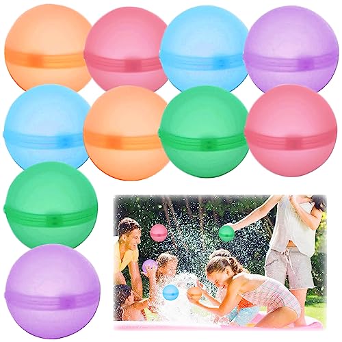 YDMAJF 10 Stück Wiederverwendbare Wasserballons,selbstdichtende wasserbombe,wasserbomben wiederverwendbar,Für Kinder Und Erwachsene,Outdoor-Aktivitäten,Wasserspiele von YDMAJF