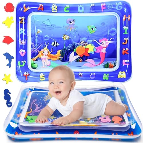 Wassermatte Baby Bpa Frei XXL,66x50 cm Baby Wasserspielmatte Für Baby ab 3 6 9 Monateals Mit 5 Meereslebewesen Schwebend Wassersensorische Spielmatte Baby Bauch-Zeit Wassermatte Baby Wassermatte (B) von YDMAJF