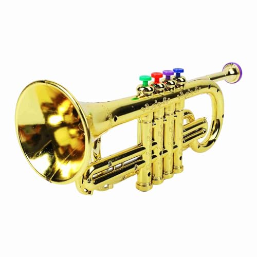 Kunststoff Kinder Kind Trompete Spielzeug 4 Farbige Tasten Blasinstrument Saxophon Horn Geschenke für Kinder Freunde Kinder von YDuupxe