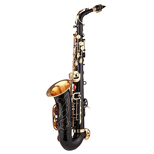 Muslady Saxophon, Es-Saxophon, Handgeschnitzt, Schwarze Farbe, Saxophon, Handgeschnitzt, mit Mundstückkappe für Persönliche Übungsaufführungen von YDuupxe