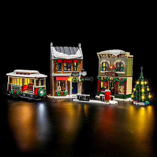 YEABRICKS LED Licht für Lego-10308 Icons Weihnachtlich geschmückte Hauptstraße Bausteine Modell (Lego Set Nicht enthalten) von YEABRICKS