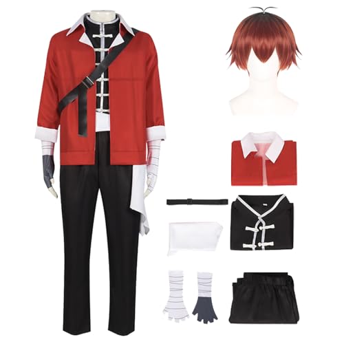 YEAJION Anime Frieren at the Funeral Stark Cosplay Kostüm Set mit Perücke Frieren Verkleidung Stark Costume Halloween Karneval Weihnachten Party Bühnenauftritt Kostüm für Erwachsene von YEAJION