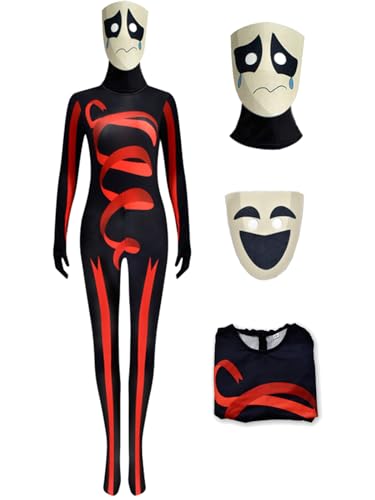 YEAJION Damen Gangle Cosplay Kostüm Set Jumpsuits und Masken Anime The Amazing Digital Circus Verkleidung Gangle Cosplay Costume Halloween Karneval Party Bühnenauftritt Kostüm für Erwachsene von YEAJION