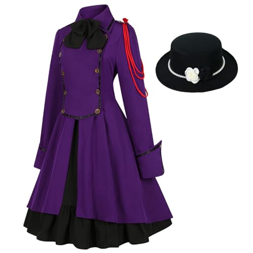 YEAJION Damen Gothic Steampunk Kleid mit Hut Mittelalter Kleid Renaissance Verkleiden Viktorianisch Vintage Kleid Halloween Karneval Party Cosplay Kostüm S-5XL von YEAJION