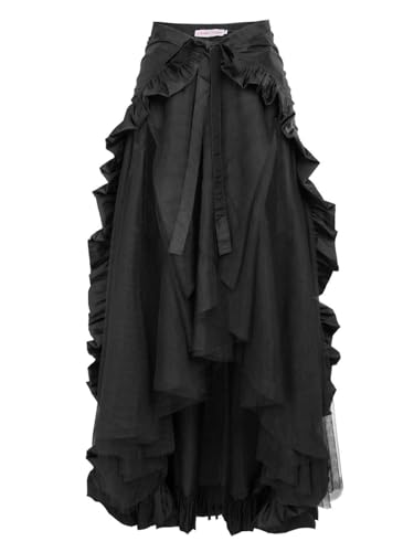 YEAJION Damen Renaissance Rock Hohe Taille Mittelalter Gothic Steampunk Rock Viktorianisch Wikinger Pirate Retro Rock Halloween Karneval Party Performance Cosplay Kostüm von YEAJION