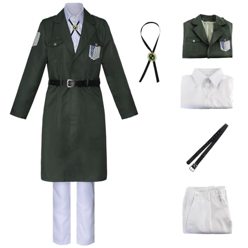 YEAJION Eren Jaeger Cosplay Kostüm Jacke Anime Attack On Titan AOT Season 4 Verkleidung Survey Corps Uniform Halloween Karneval Weihnachten Party Bühnenauftritt Kostüm für Erwachsene von YEAJION