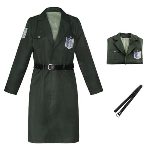 YEAJION Eren Jaeger Cosplay Kostüm Jacke Anime Attack On Titan AOT Season 4 Verkleidung Survey Corps Uniform Halloween Karneval Weihnachten Party Bühnenauftritt Kostüm für Erwachsene von YEAJION