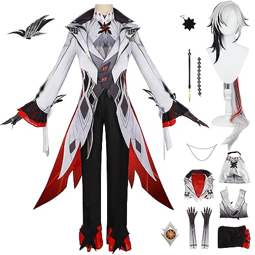 YEAJION Genshin Impact Arlecchino Cosplay Kostüm Komplettes Set mit Perücke Genshin Arlecchino Cosplay Verkleidung Arlecchino Cosplay Uniform Halloween Karneval Party Bühnenauftritt Kostüm von YEAJION