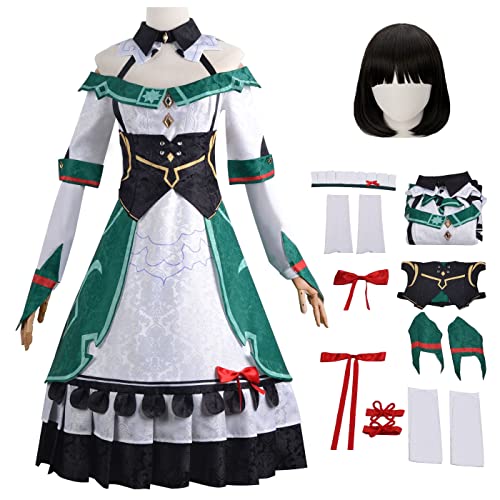 YEAJION Genshin Impact Katheryne Cosplay Kostüm Komplettes Set mit Perücke Genshin Katheryne Cosplay Verkleidung Katheryne Cosplay Uniform Halloween Karneval Party Bühnenauftritt Kostüm Erwachsene von YEAJION