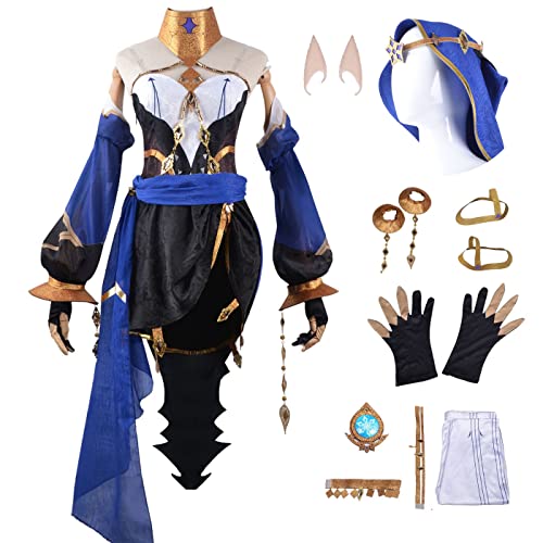 YEAJION Genshin Impact Layla Cosplay Kostüm Komplettes Set Genshin Cosplay Verkleidung Spielfiguren Layla Cosplay Uniform Halloween Karneval Party Bühnenauftritt Kostüm Erwachsene von YEAJION