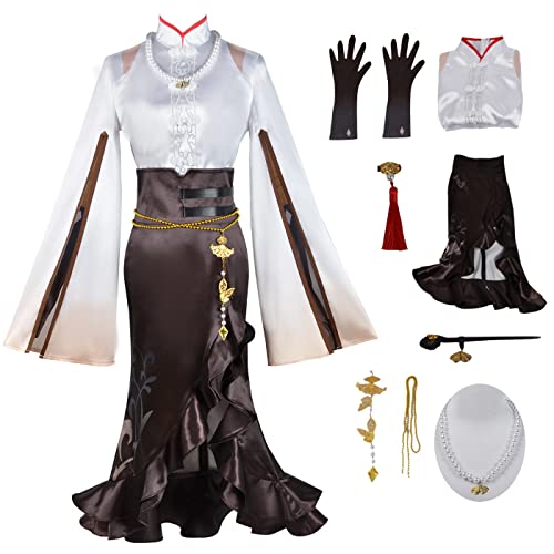 YEAJION Genshin Impact Ningguang Cosplay Kostüm Komplettes Set Genshin Yelan Cosplay Verkleidung Ningguang Yelan Cosplay Neue Uniform Halloween Karneval Kostüm Erwachsene von YEAJION