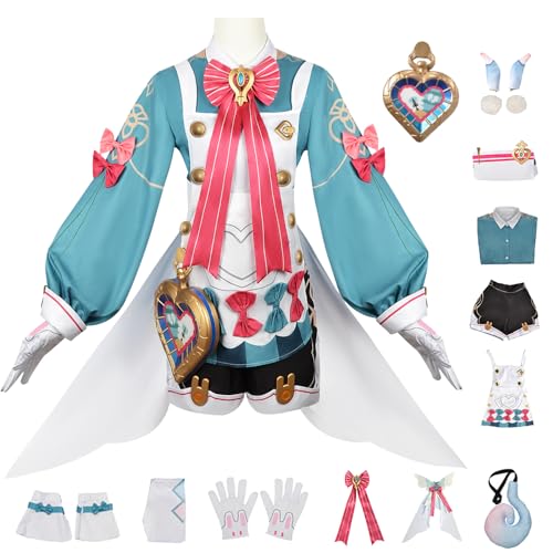 YEAJION Genshin Impact Sigewinne Cosplay Kostüm Komplettes Set mit Perücke Genshin Sigewinne Cosplay Verkleidung Sigewinne Cosplay Uniform Halloween Karneval Party Bühnenauftritt Kostüm von YEAJION