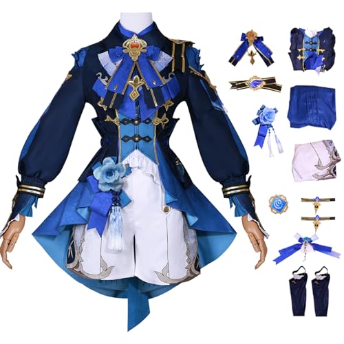 YEAJION Genshin Impact Xingqiu Cosplay Kostüm Komplettes Set mit Perücke Genshin Xingqiu Cosplay Verkleidung Xingqiu Cosplay New Skin Halloween Karneval Party Bühnenauftritt Kostüm von YEAJION