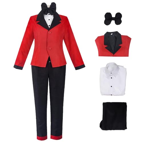 YEAJION Hazbin Hotel Charlie Cosplay Kostüm Set Anime Hazbin Hotel Verkleidung Charlie Morningstar Uniform Weihnachten Halloween Karneval Party Bühnenauftritt Kostüm für Erwachsene von YEAJION